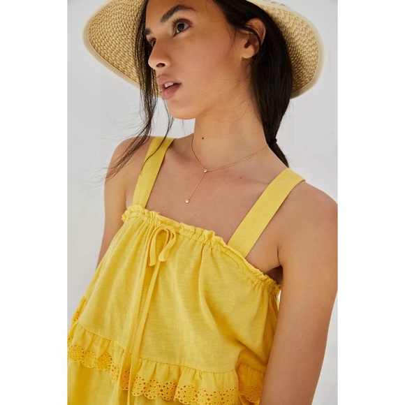 Anthropologie Tiered Eyelet Tank Yellow NWT Size XL - Picture 3 of 14